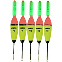 5 pcs 10 G 20G 30G EVA flotadores + 10 Piezas Pesca Glow Sticks Largo Vertical Luminoso Noche Iluminación flotadores de…
